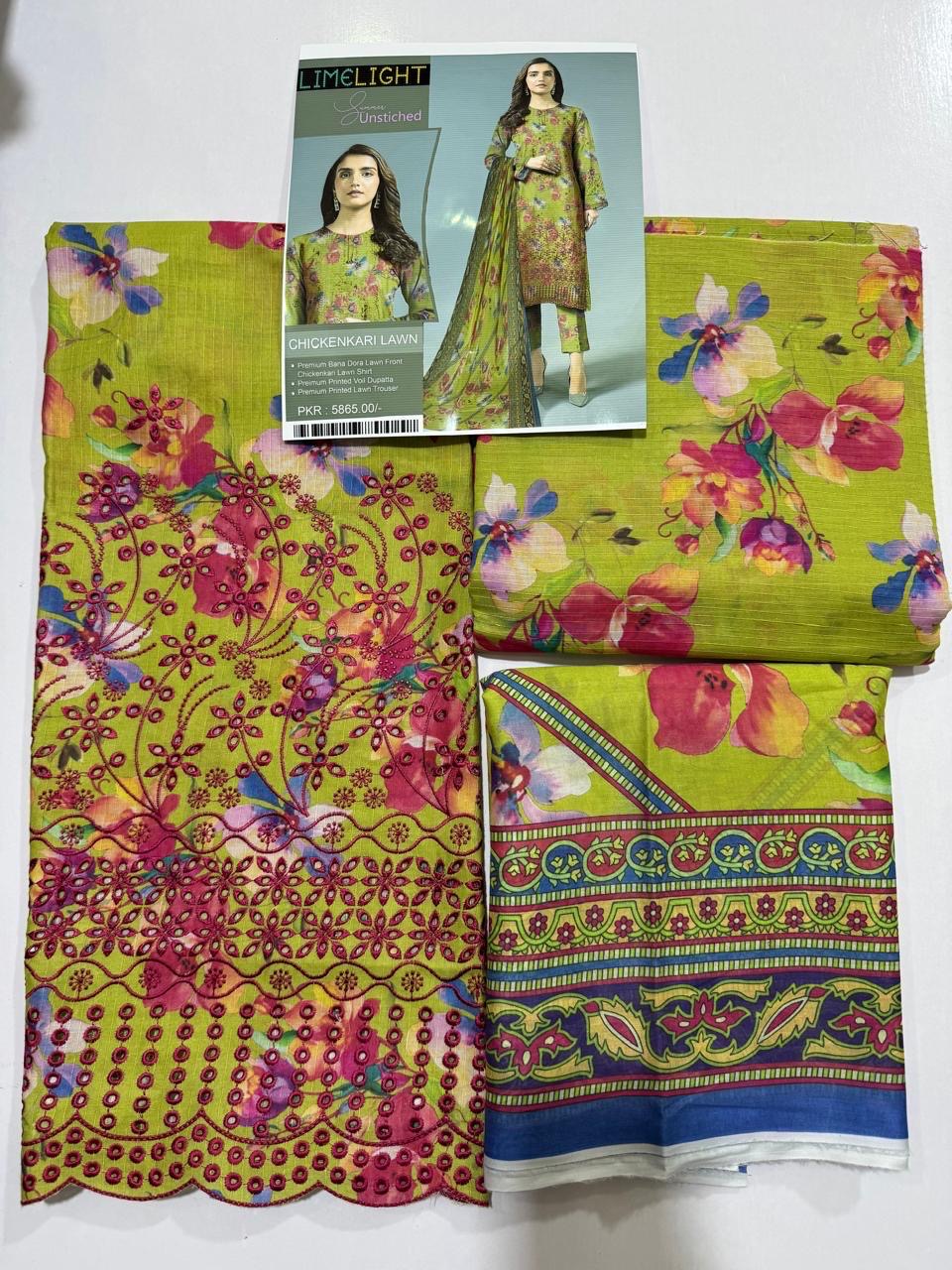 Limelight Bana Doria Chikenkari Lawn 3pc