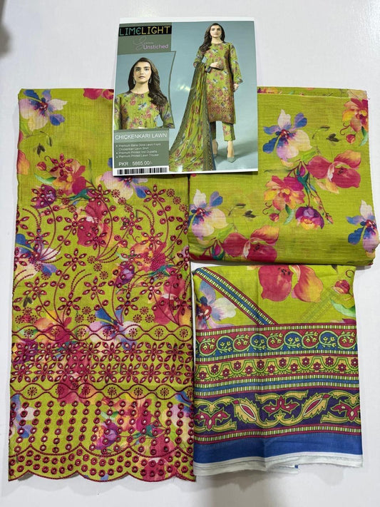 Limelight Bana Doria Chikenkari Lawn 3pc