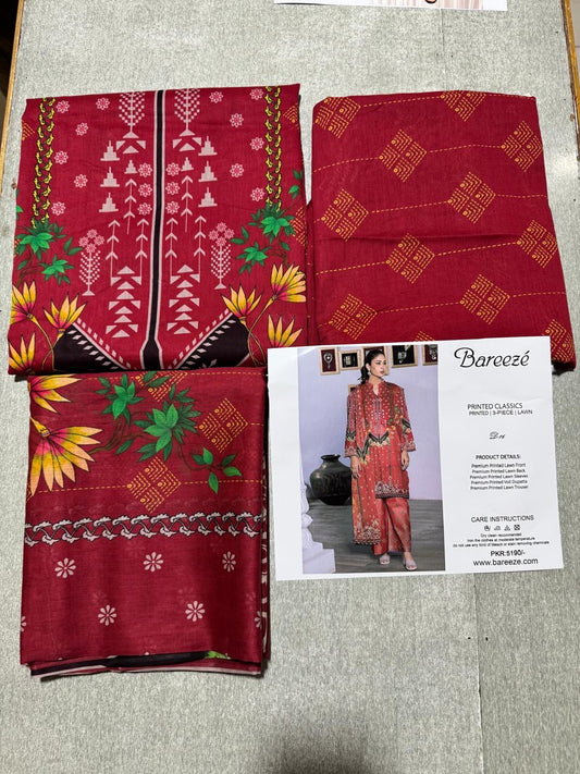 Bareeza Print Lawn 3pc