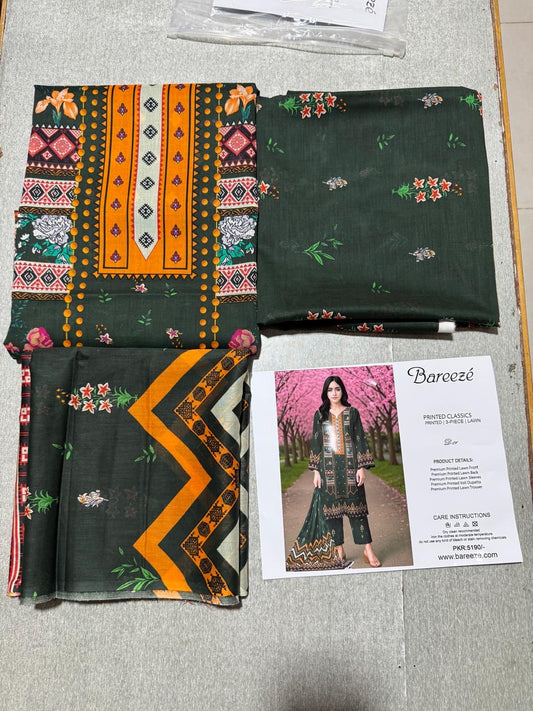 Bareeza Print Lawn 3pc