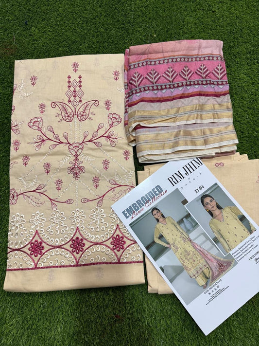 Rim Jim Embroidery Lawn 3pc