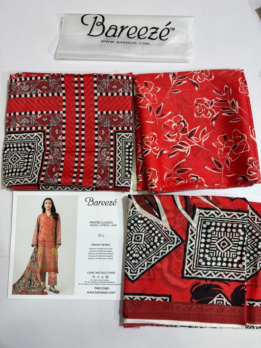 Bareeza Print Lawn 3pc