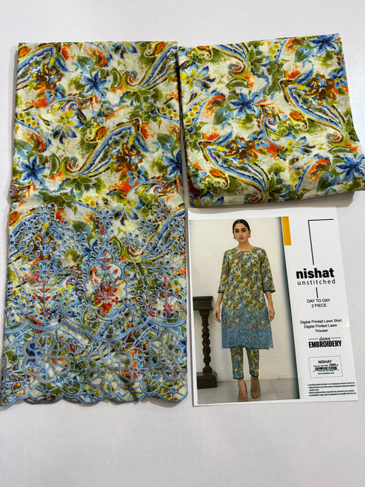 Nishat Chikenkari Lawn 2pc