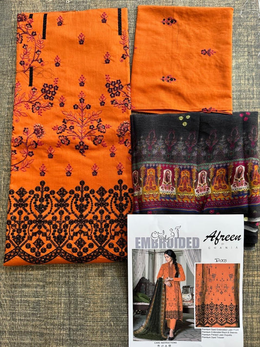 Afreen Embroidery 3pc