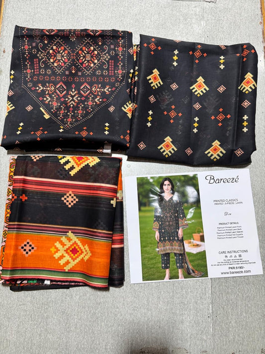 Bareeza Print Lawn 3pc